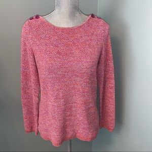 ANN TAYLOR LOFT pink knit sweater 100% cotton long sleeve office wear size small